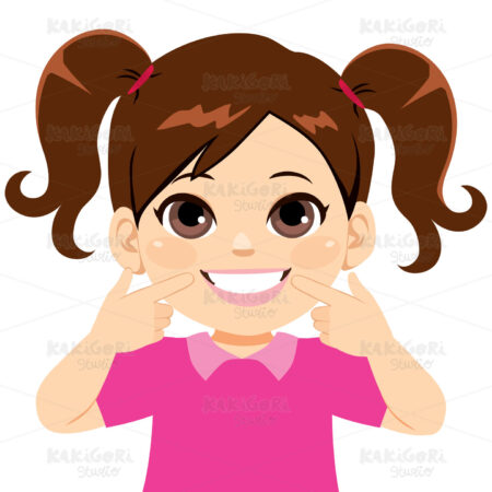 Sweet Little Girl Smiling Teeth Clipart Vector Illustration 04576