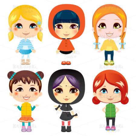 Sweet Little Girls Clipart Vector Illustration 00655