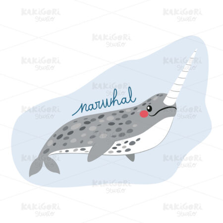 Sweet Narwhal Clipart Vector Illustration 03977
