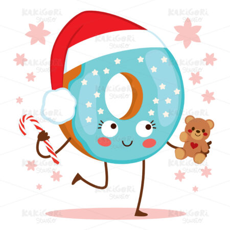 Sweet Santa Claus Doughnut Clipart Vector Illustration 05155