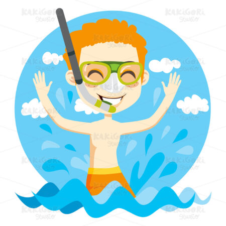 Swimming Boy Clipart Vector Illustration 00460