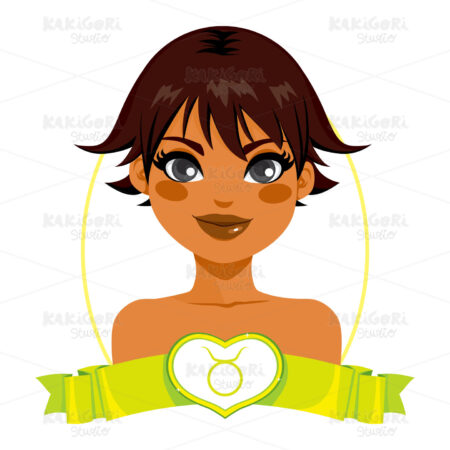 Taurus Zodiac Sign Girl Clipart Vector Illustration 01927