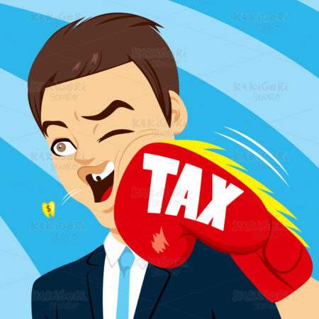 Taxes Punching Businessman Clipart Vector Illustration 03040