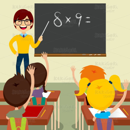 Teacher Asking Classroom Clipart Vector Illustration 02926