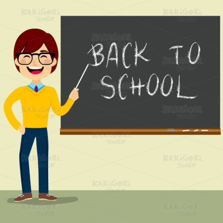 Teacher Character Chalkboard Clipart Vector Illustration 02927