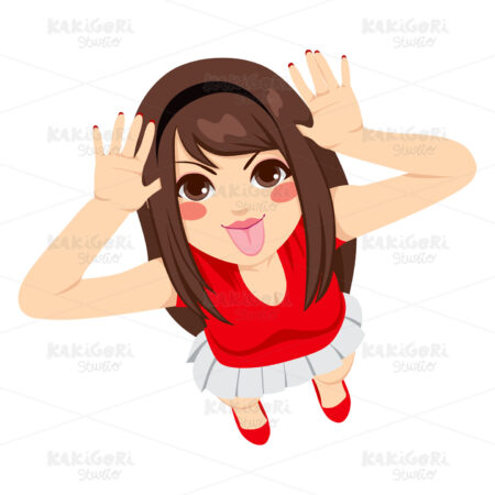 Teen Girl Mocking Clipart Vector Illustration 01373