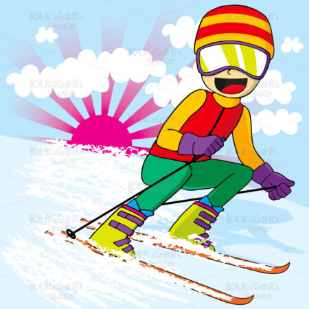 Teen Skiing Fast Clipart Vector Illustration 00794