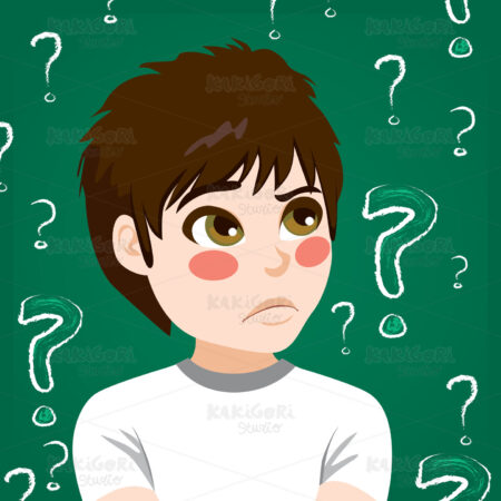Teenager Boy Doubting Clipart Vector Illustration 04489