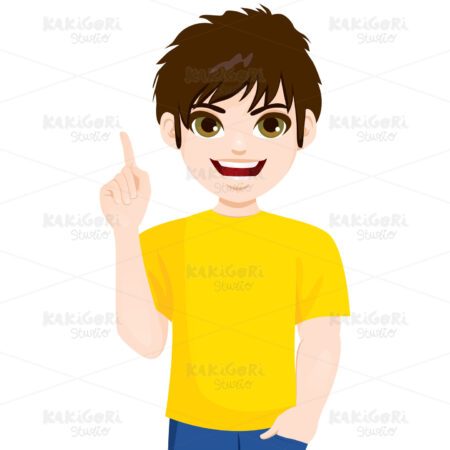 Teenager Boy Finger Pointing Up Clipart Vector Illustration 04850