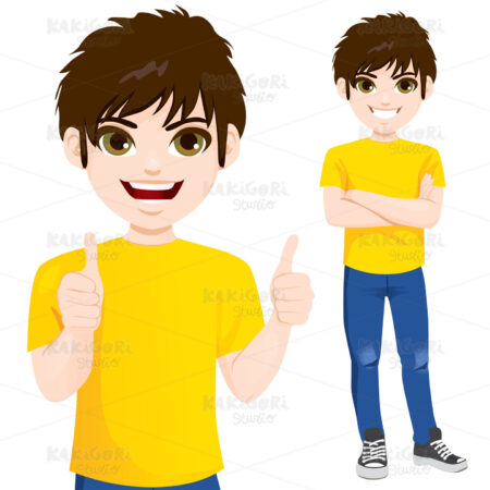 Teenager Boy Standing Clipart Vector Illustration 04849