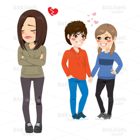 Teenager Broken Heart Clipart Vector Illustration 03260