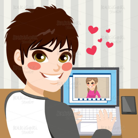 Teenager Chatting Love Clipart Vector Illustration 03075
