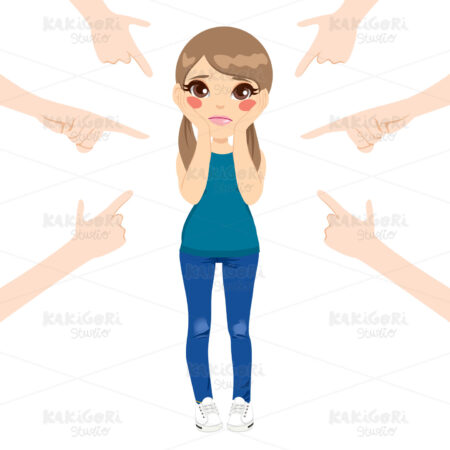 Teenager Girl Being Accused Clipart Vector Illustration 01686