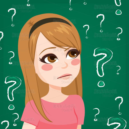 Teenager Girl Doubting Clipart Vector Illustration 04454
