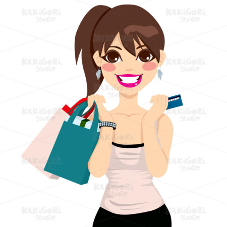 Teenager Girl Shopping Clipart Vector Illustration 01199