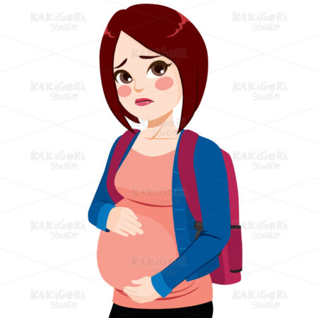 Teenager Pregnant Girl Clipart Vector Illustration 04063