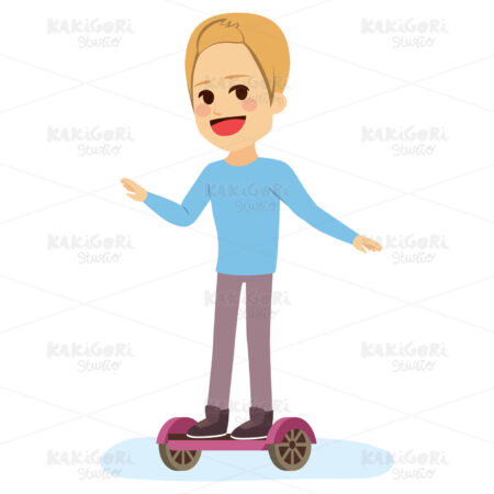Teenager Self Balancing Scotter Clipart Vector Illustration 03679