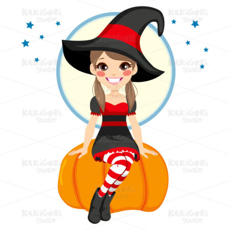 Teenager Witch Clipart Vector Illustration 02850