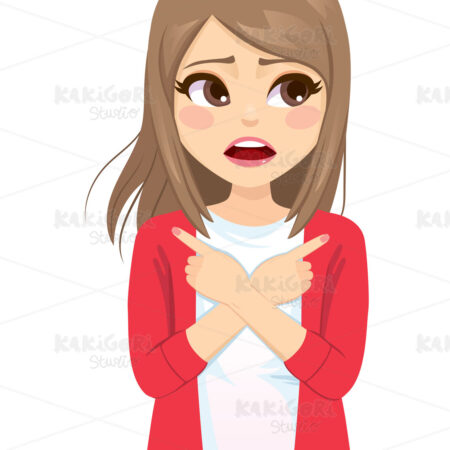 Teenager Woman Anxious Choosing Ways Clipart Vector Illustration 04936