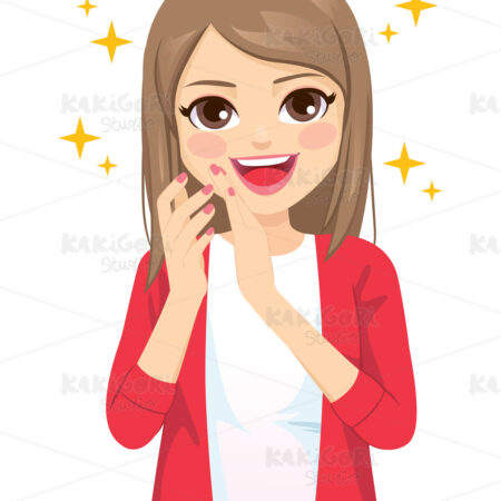 Teenager Woman Clapping Applause Clipart Vector Illustration 05143