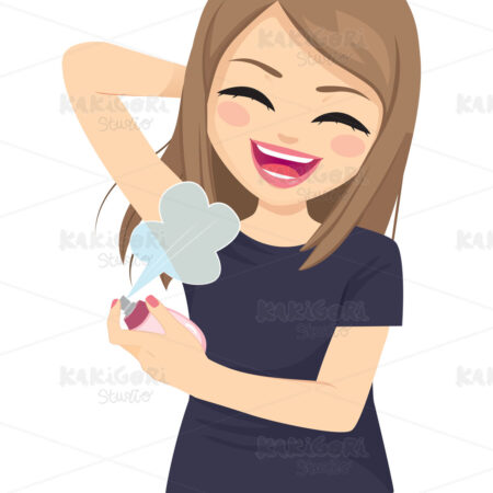 Teenager Woman Using Cologne Clipart Vector Illustration 05134