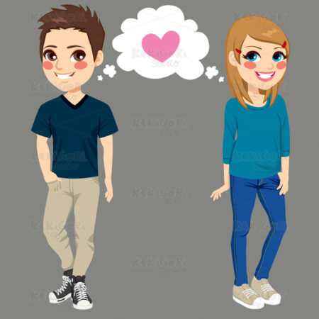 Teenagers In Love Clipart Vector Illustration 02536
