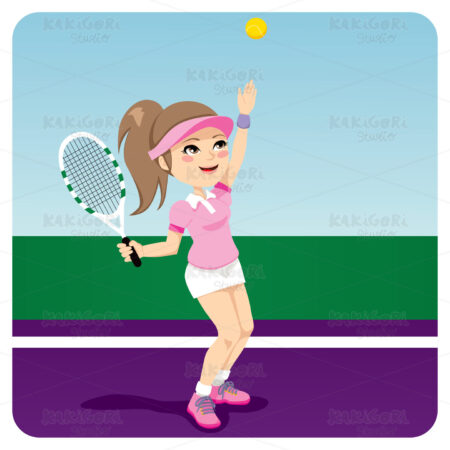 Tennis Woman Clipart Vector Illustration 00677