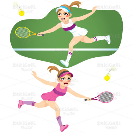 Tennis Woman Player Clipart Vector Illustration 04355