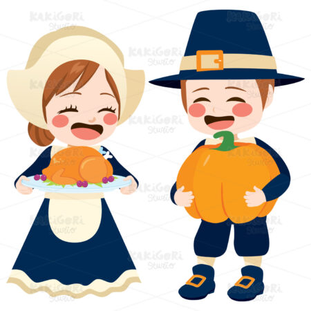 Thanksgiving Pilgrim Clipart Vector Illustration 04325