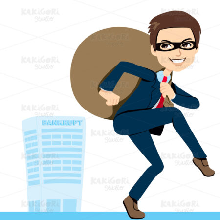 Thief Businessman Bankruptcy Clipart Vector Illustration 00837