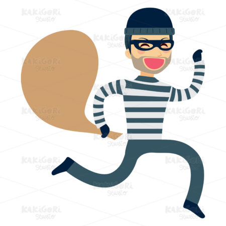 Thief Running Robbery Clipart Vector Illustration 02195