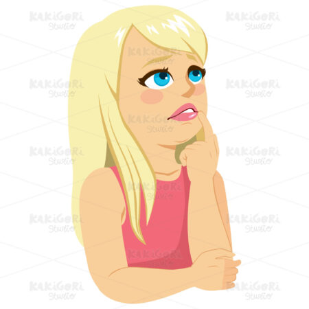 Thinking Girl Clipart Vector Illustration 03790