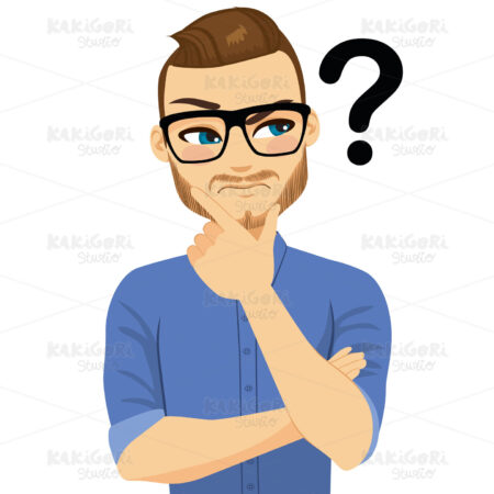 Thinking Man Looking Clipart Vector Illustration 04058