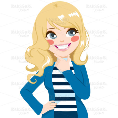 Thinking Teenager Girl Clipart Vector Illustration 03228