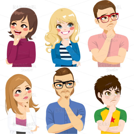 Thoughtful People Clipart Vector Illustration 04380