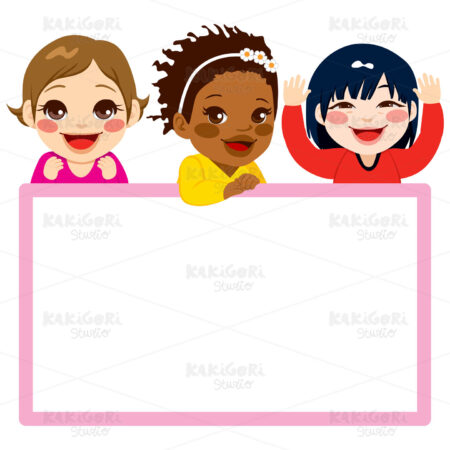 Three Baby Girls Clipart Vector Illustration 01127