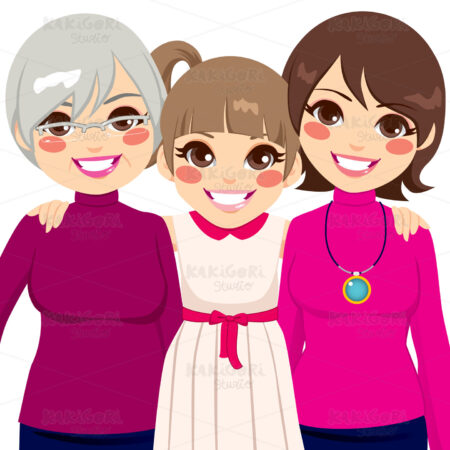 Three Generation Family Women Clipart Vector Illustration 01578