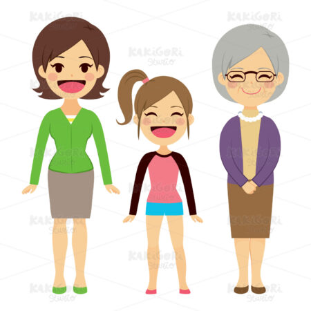 Three Generation Women Clipart Vector Illustration 02177
