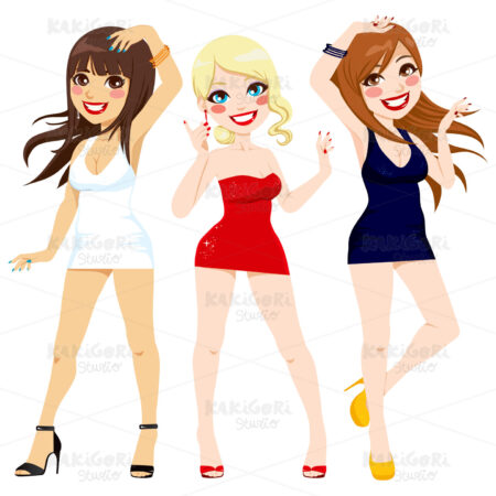Three Women Dancing Clipart Vector Illustration 01244