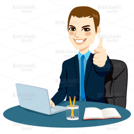 Thumbs Up Businessman Clipart Vector Illustration 01274