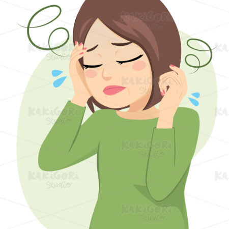 Tired Middle Aged Woman Clipart Vector Illustration 05018