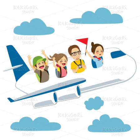 Tourist Travel Plane Clipart Vector Illustration 04642