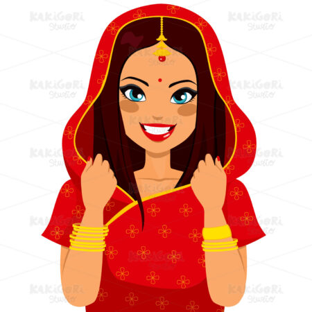 Traditional Indian Woman Clipart Vector Illustration 01577