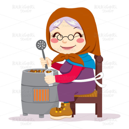 Traditional Roasted Chestnuts Clipart Vector Illustration 00996