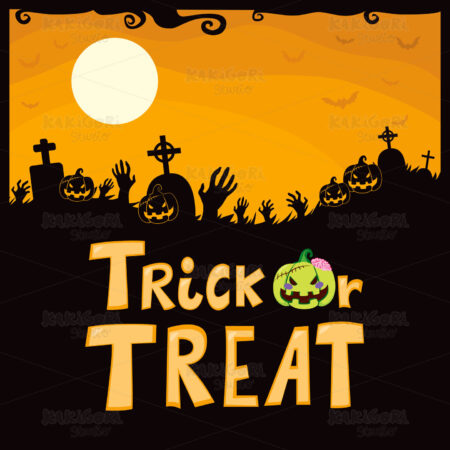 Trick Or Treat Cemetery Clipart Vector Illustration 02267