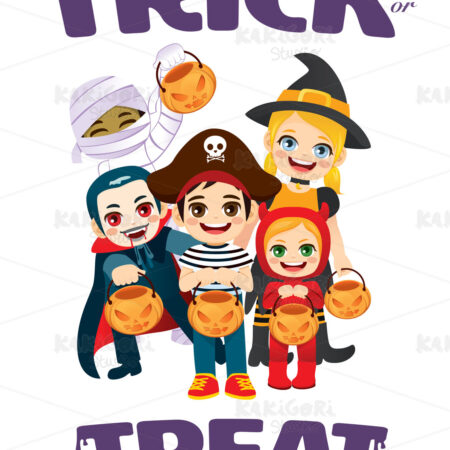 Trick or Treat Kids Isolated Clipart Vector Illustration 04903