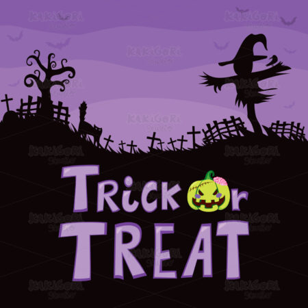 Trick Or Treat Scarecrow Cemetery Clipart Vector Illustration 02269