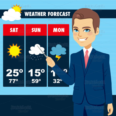 TV News Weather Reporter Man Clipart Vector Illustration 02692