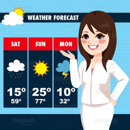 TV News Weather Reporter Woman Clipart Vector Illustration 02690