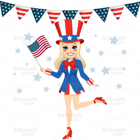 Uncle Sam Woman Disguise Clipart Vector Illustration 02083
